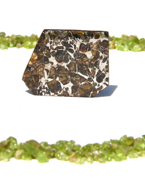 Seycham Meteorite with outer space Olivine and Earth Olivine - Peridot.