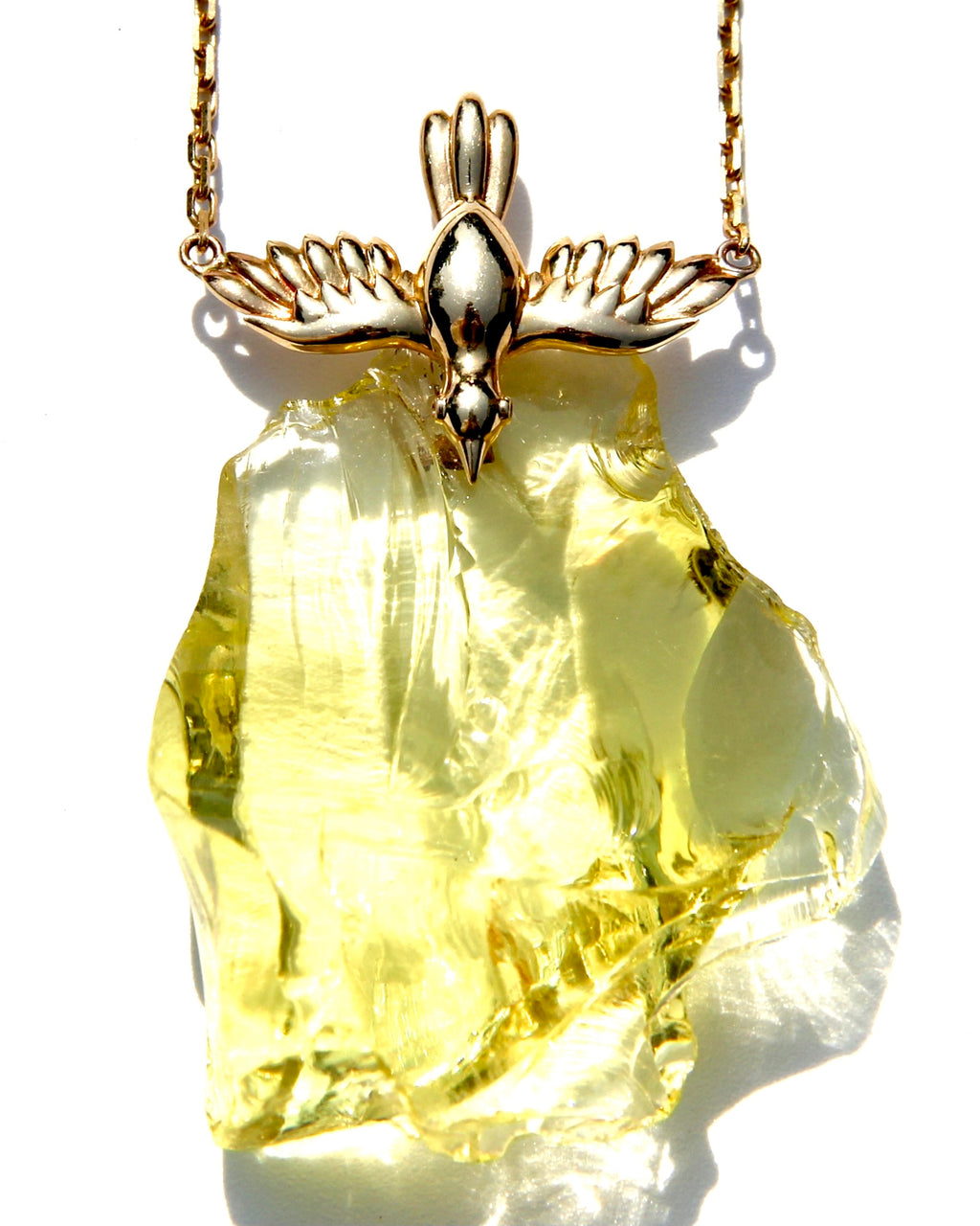During the ascension journey , many birds will appear in the crystalline structure, first the Dove then the Hawk followed by the Phoenix, then the Owl. The Phoenix  will reappear again towards the end, followed by many others.  Each will be immortalized in the collection. This Dove necklace is the first, signaling Awakening and descension.